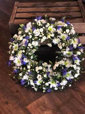 Wreath in Blues and White