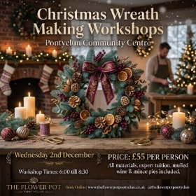 Christmas Wreath Workshop Wednesday 2nd December 2026 6pm to 8.30pm
